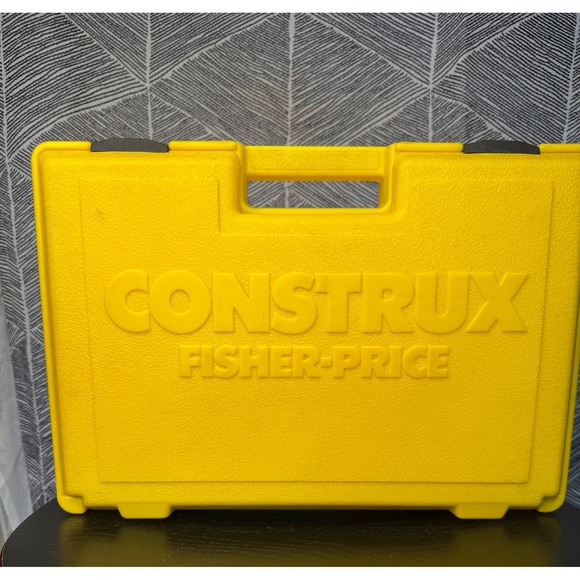 Vintage CONSTRUX by Fisher Price Building Toy Pieces in Yellow Storage Case - Picture 1 of 6